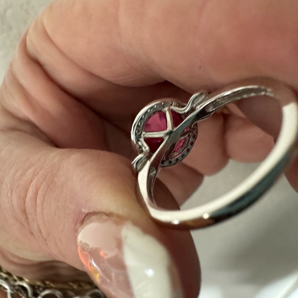Genuine 3CT Ruby, Pink/White Sapphire Ring 7 & 8 - Picture 7 of 10